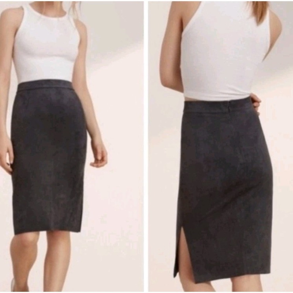 Aritzia Wilfred Free Lis Vegan Suede Pencil Skirt Black Womens 2 Elegant Career